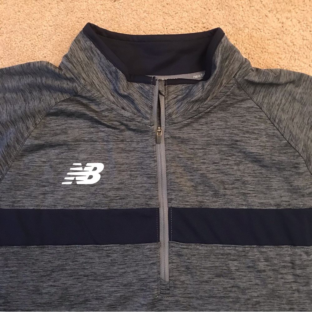 New Balance Athletic Pullover Quarter Zip NEW Womens Plus Size 2XL XXL Grey Navy - Picture 2 of 10